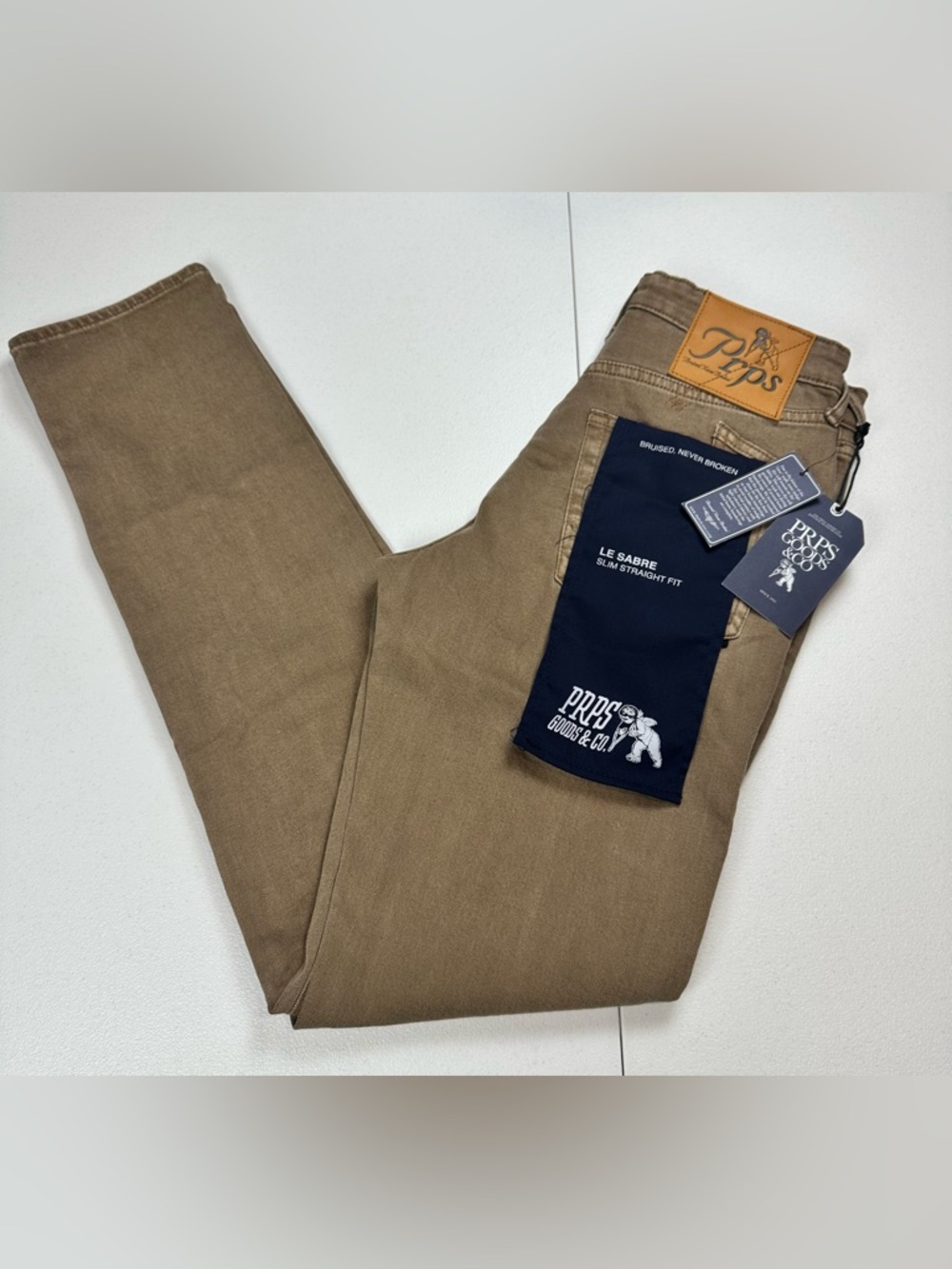 PRPS Le Sabre Jeans Men’s 28x33 Brown Slim Straight Fit Japanese Denim NWT